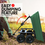 NNEDPE Garden Dump Cart Dumper Wagon Carrier Wheel Barrow 125L Green