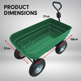 NNEDPE Garden Dump Cart Dumper Wagon Carrier Wheel Barrow 125L Green