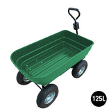 NNEDPE Garden Dump Cart Dumper Wagon Carrier Wheel Barrow 125L Green