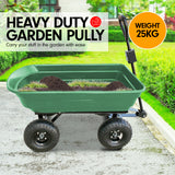 NNEDPE Garden Dump Cart Dumper Wagon Carrier Wheel Barrow 125L Green