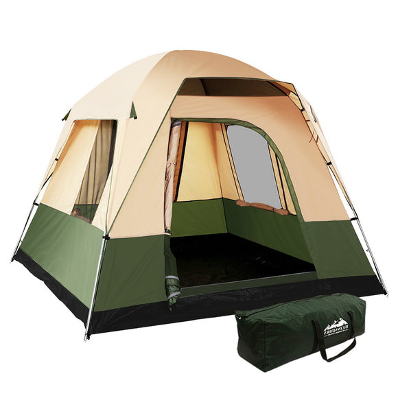 NNEDSZ Family Camping Tent 4 Person Hiking Beach Tents Canvas Ripstop Green