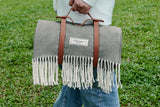 NNEKGE Riley Picnic Rug with Reusable Faux Leather Belt (Grey)