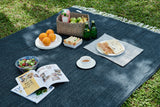 NNEKGE Riley Picnic Rug with Reusable Faux Leather Belt (Navy)