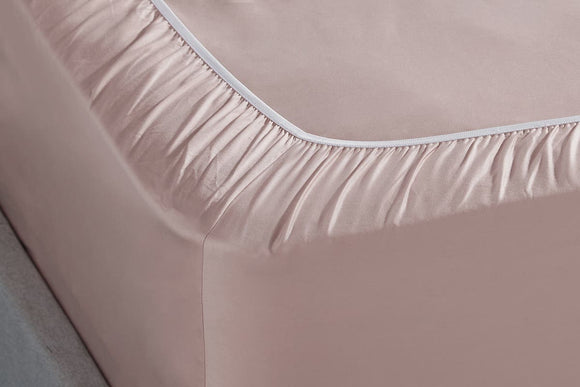 NNEKG 400TC Sateen Fitted Sheet (Dusty Pink Single)
