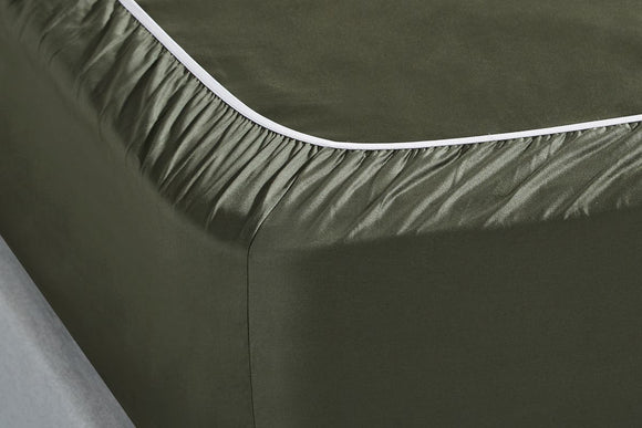 NNEKG 400TC Sateen Fitted Sheet (Olive Single)
