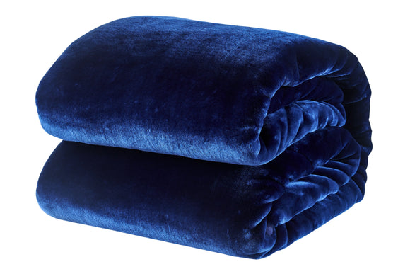 NNEKGE Plush Mink Blanket (Navy Queen King)