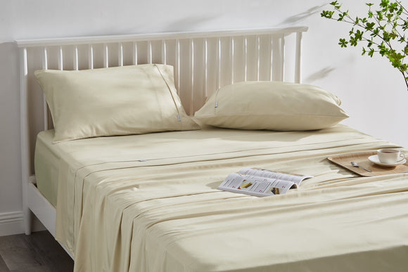 NNEKG Brooklyn Bamboo Cotton Bed Sheet Set (Cream Single)