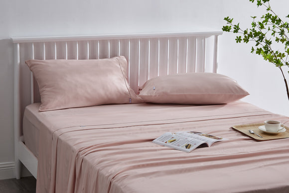 NNEKG Brooklyn Bamboo Cotton Bed Sheet Set (Dusty Pink Queen)
