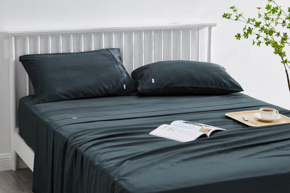 NNEKGE Brooklyn Bamboo Cotton Bed Sheet Set (Graphite King)