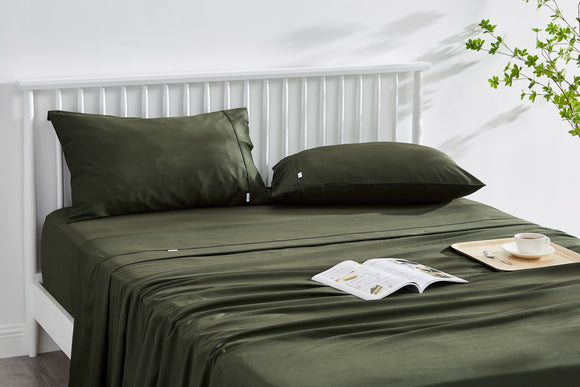 NNEKG Brooklyn Bamboo Cotton Bed Sheet Set (Olive King)