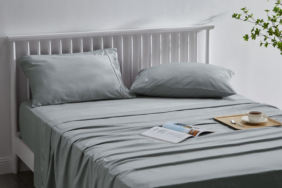 NNEKGE Brooklyn Bamboo Cotton Bed Sheet Set (Silver Queen)