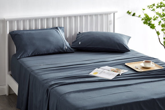 NNEKG Brooklyn Bamboo Cotton Bed Sheet Set (Storm Queen)