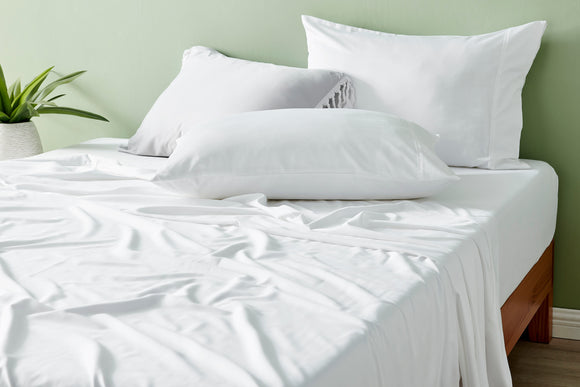 NNEKG Brooklyn Bamboo Cotton Bed Sheet Set (White Single)