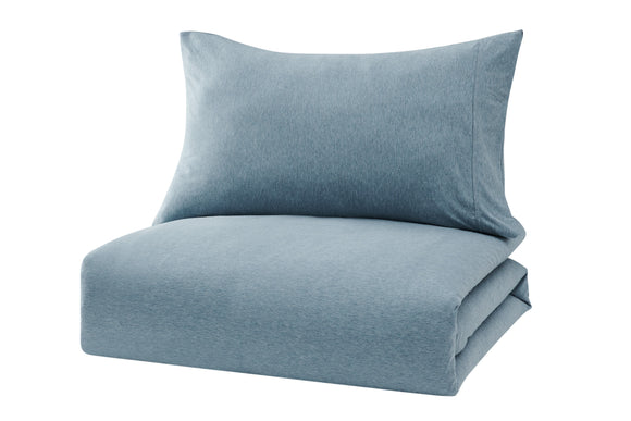 NNEKG Jersey Quilt Cover Set (Blue Chambray Marle Queen)