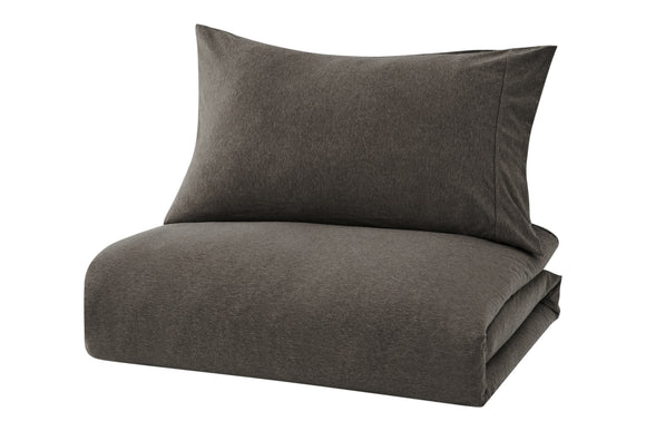 NNEKG Jersey Quilt Cover Set (Coffee Marle Queen)