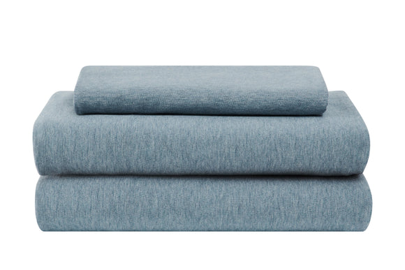NNEKG Jersey Bed Sheet Set (Blue Chambray Marle Queen)