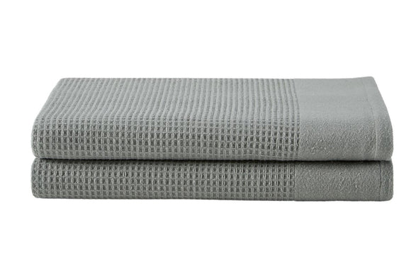 NNEKG Set of 2 Cotton Waffle Bath Towels (Dove)