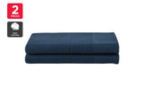 NNEKG Set of 2 Cotton Waffle Bath Towels (Navy)