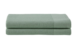 NNEKG Set of 2 Cotton Waffle Bath Towels (Sage)