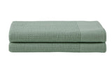 NNEKG Set of 2 Cotton Waffle Bath Towels (Sage)