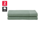 NNEKG Set of 2 Cotton Waffle Bath Towels (Sage)