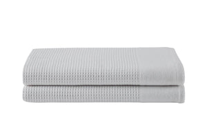 NNEKG Set of 2 Cotton Waffle Bath Towels (White)