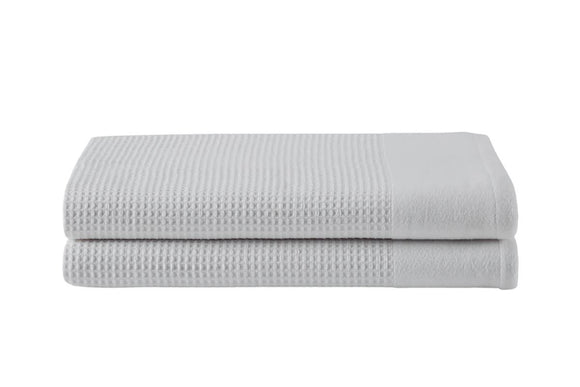 NNEKG Set of 2 Cotton Waffle Bath Towels (White)