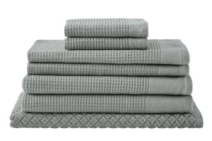 NNEKG 7 Piece Cotton Waffle Towels (Dove)