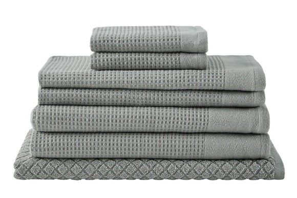 NNEKG 7 Piece Cotton Waffle Towels (Dove)