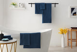 NNEKG 7 Piece Cotton Waffle Towels (Navy)