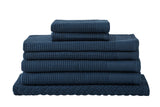 NNEKG 7 Piece Cotton Waffle Towels (Navy)
