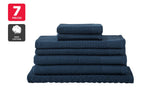 NNEKG 7 Piece Cotton Waffle Towels (Navy)