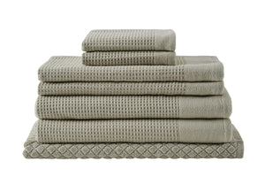 NNEKG 7 Piece Cotton Waffle Towels (Oatmeal)