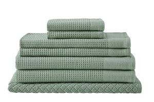 NNEKG 7 Piece Cotton Waffle Towels (Sage)