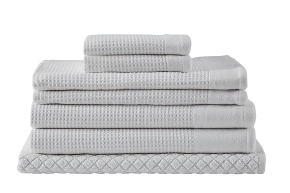 NNEKG 7 Piece Cotton Waffle Towels (White)