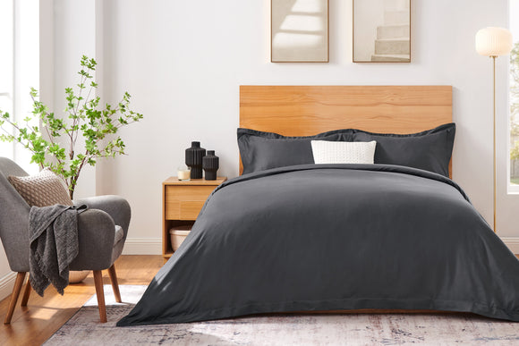 NNEKG 1200TC Cotton Rich Quilt Cover Set (Charcoal King)