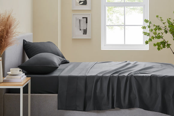 NNEKG 1200TC Cotton Rich Bed Sheet Set (Charcoal Single)