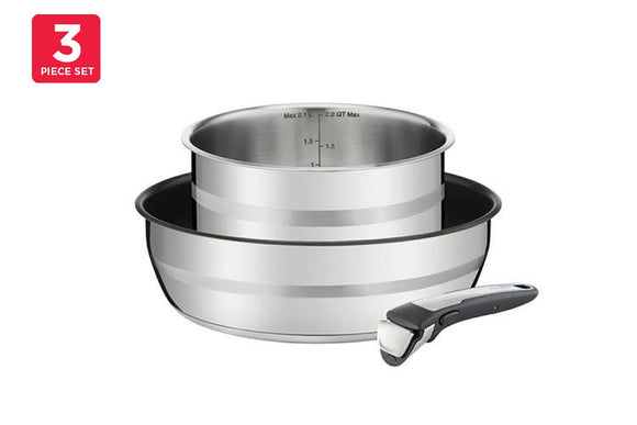 NNEKG Tefal Jamie Oliver Ingenio Induction Stainless Steel 3 Piece Pot Set