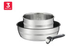 NNEKG Tefal Jamie Oliver Ingenio Induction Stainless Steel 3 Piece Pot Set