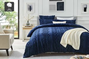 NNEKG Leander Tufted Quilt Cover Set (Navy Queen)