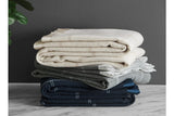 NNEKGE Merino Wool Blend Blanket (Charcoal Single Double)