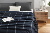 NNEKGE Merino Wool Blend Blanket (Navy Single Double)