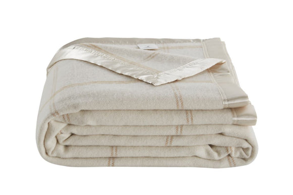 NNEKGE Merino Wool Blend Blanket (Cream Queen King)