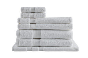 NNEKG 7 Piece 550GSM Mimosa Turkish Cotton Towel Set (White)