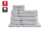 NNEKG 7 Piece 550GSM Mimosa Turkish Cotton Towel Set (White)