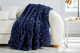 NNEKGE Rouched Faux Fur Blanket (Blue 180cm x 200cm)