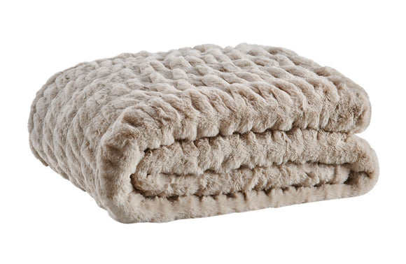 NNEKGE Rouched Faux Fur Blanket (Mocha 180cm x 200cm )