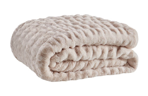 NNEKGE Rouched Faux Fur Blanket (Pink 180cm x 200cm)