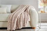 NNEKGE Rouched Faux Fur Blanket (Pink 180cm x 200cm)