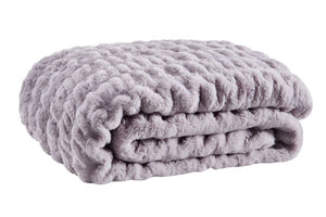 NNEKGE Rouched Faux Fur Blanket (Lilac 180cm x 200cm)